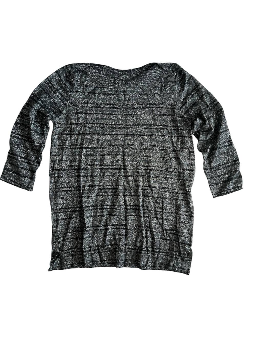 Worthington Black and Silver Sparkle Boatneck Knit Top Size Medium